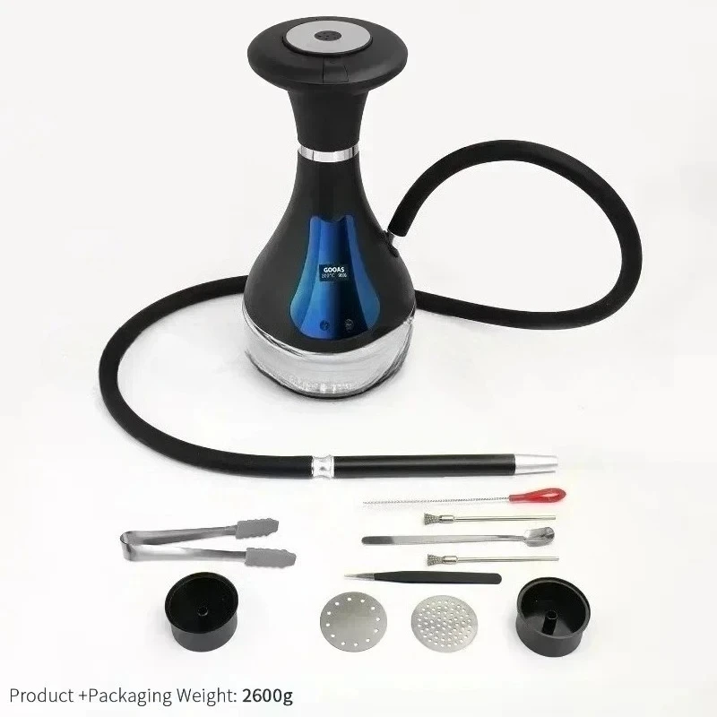 

Электрический портативный кальян из нержавеющей стали и акрила класса люкс 2025 года. Набор электрических кальянов.