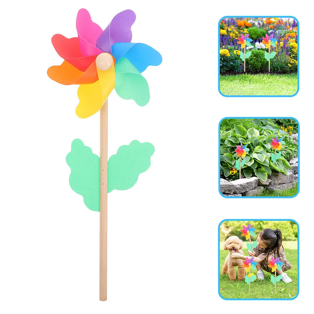

6pcs Colorful Rainbow Pinwheel Garden Windmill Decor For Outdoor Lawn Party Kids Durable Wind