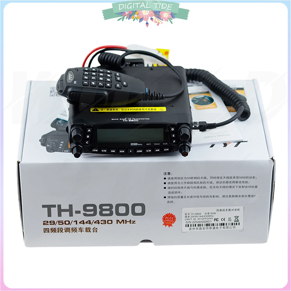 TH-9800 PLUS 50-Watt Quad Band Mobile Transceiver 26-33(10M)/47-54(6M)/136-174(2M)/400-480(70CM) MHz Car Radio Base Station