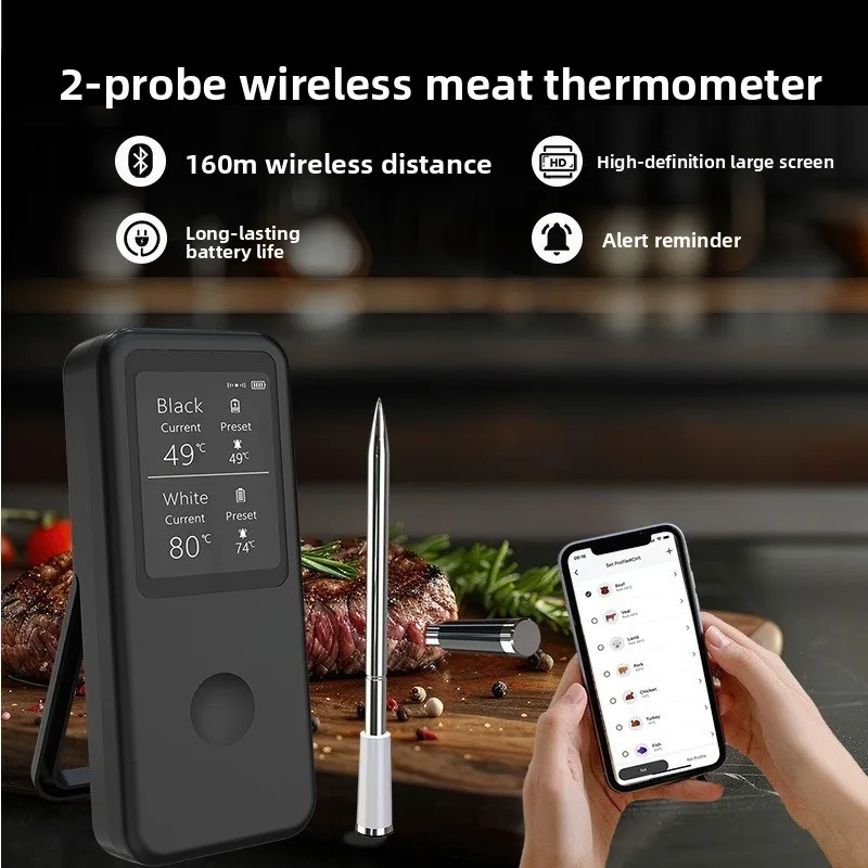 Smart 2 Probe Bluetooth Food BBQ Thermometer Waterproof High Accuracy Wireless Meat Thermometer