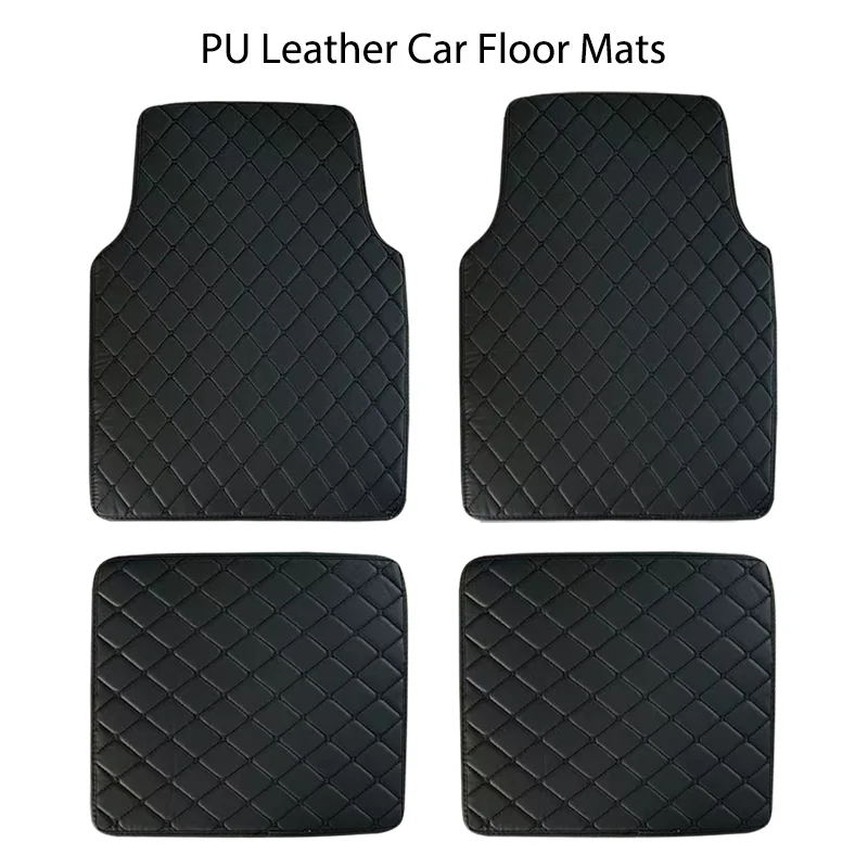 

4PCS Universal PU Leather Car Floor Mats Front Rear Full Set Car Carpet Waterproof Auto Foot Pad Car Accessories Interior