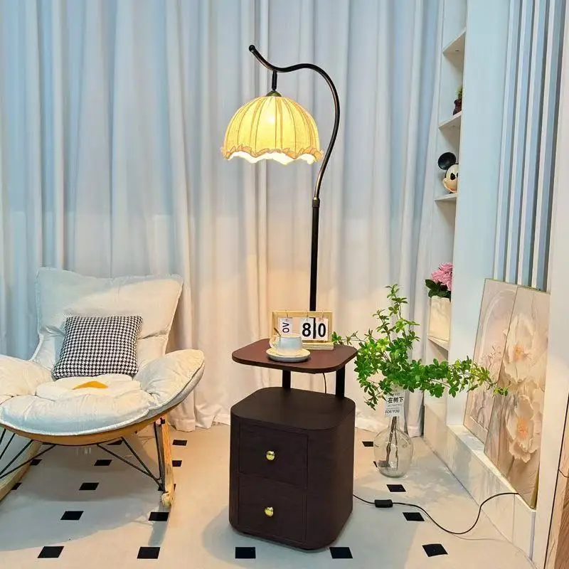 Fei Decor Vintage-style Nightstand, Floor Lamp, Creative Bedroom Storage Rack, Bedside Lamp, Living Room Sofa Decorative Lamp