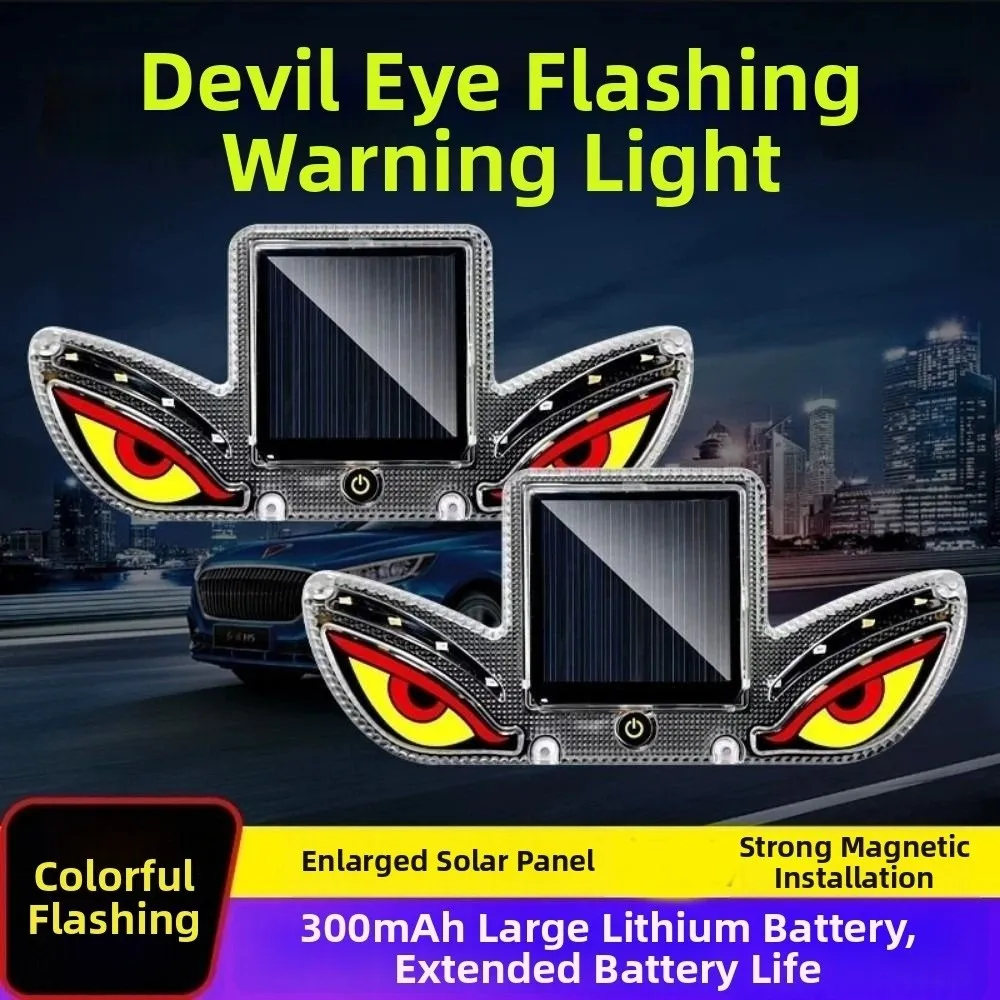 Solar Powered Solar Demon Eye Light Warning Flash Car Ambient Light Magnetic Attraction Anti-collision