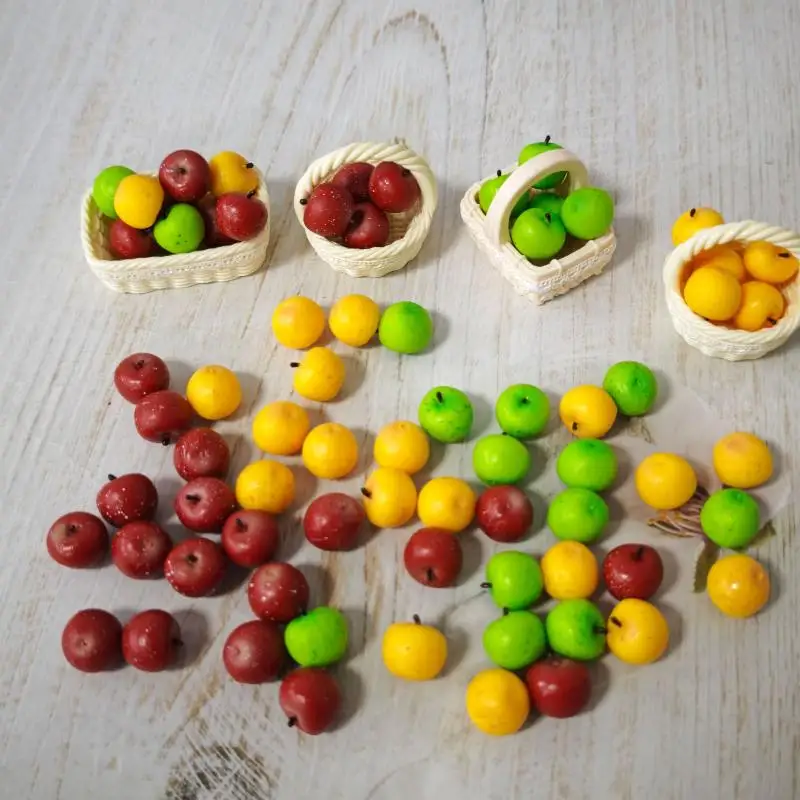 112 Scale Mini Apple Toy Set Miniature Dollhouse Fruit Accessories for Pretend Play Realistic Home Decoration for Kids