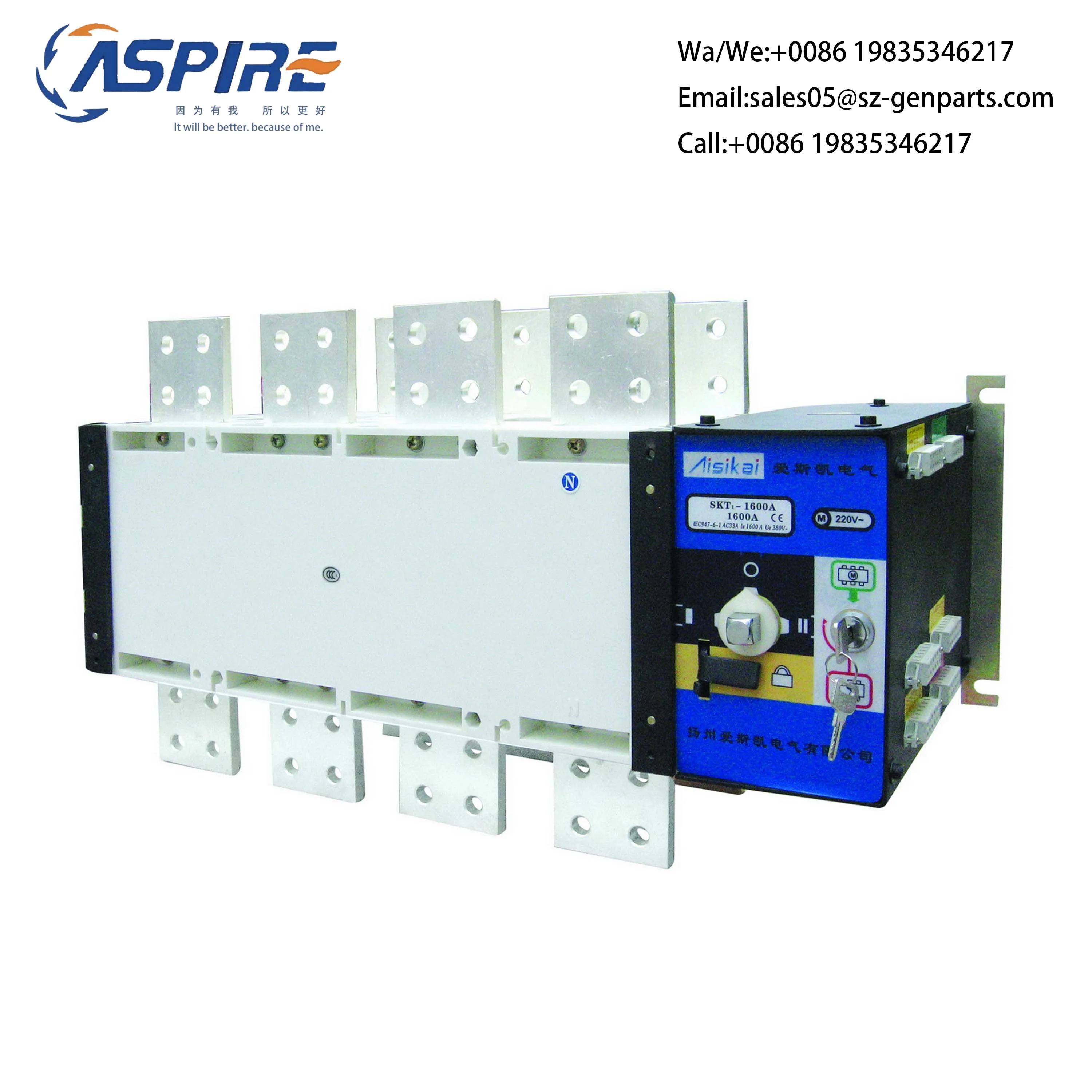 

ATS 1000A 4P Aisikai Ats Genset Automatic Transfer Switch Diesel Generator Set Dual Power Changeover Controller For Generator