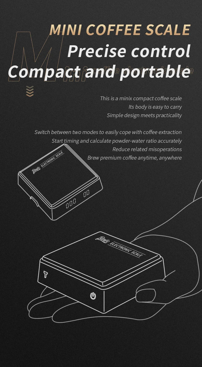 Bincoo electronic coffee scale Italian coffee bean weighing smart hand made mini professional coffee scale coffee equipment Hot