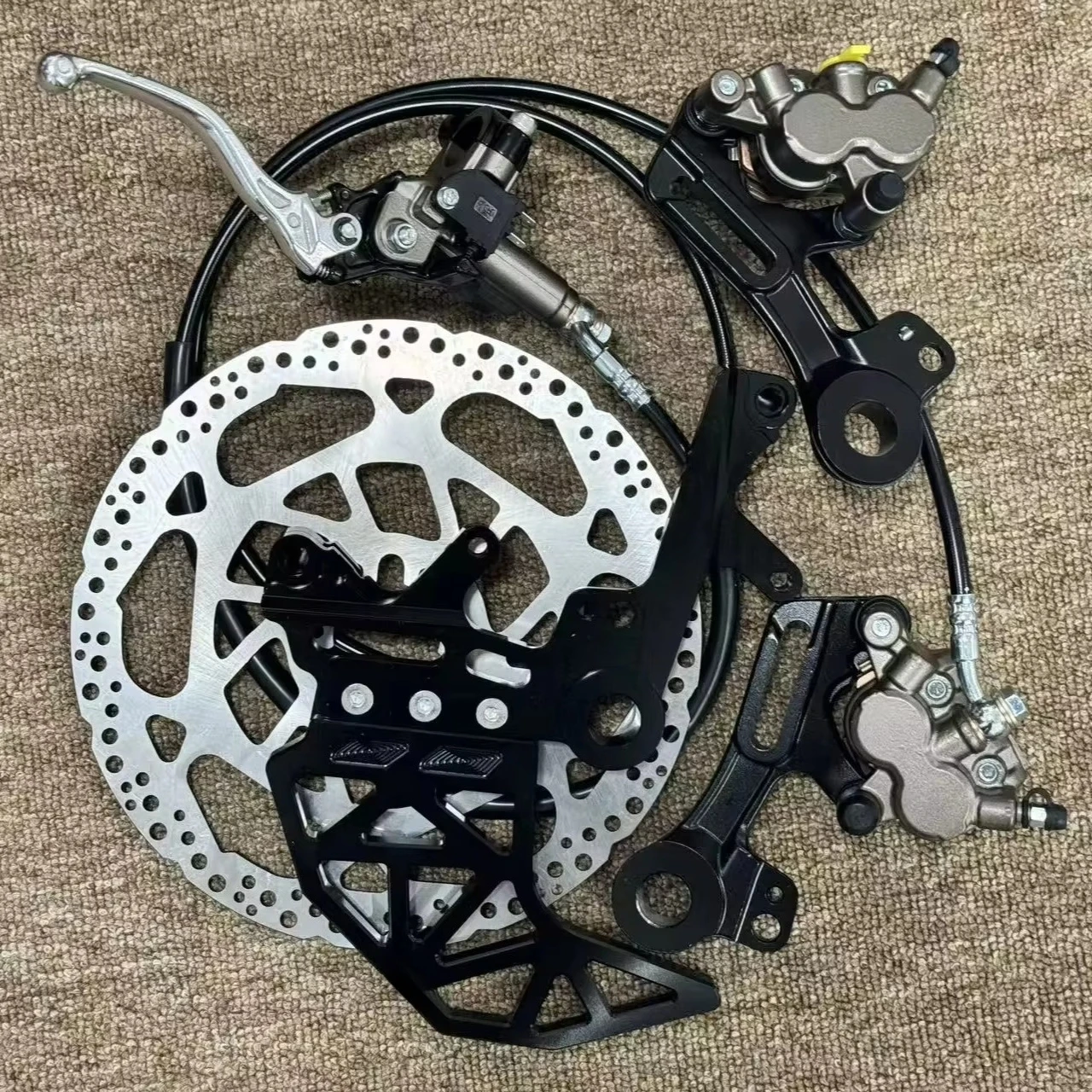 Light  Rear Brake Assembly Dual Caliper Kit with OEM Adapter 7075 Aluminum + 2cr13 Material