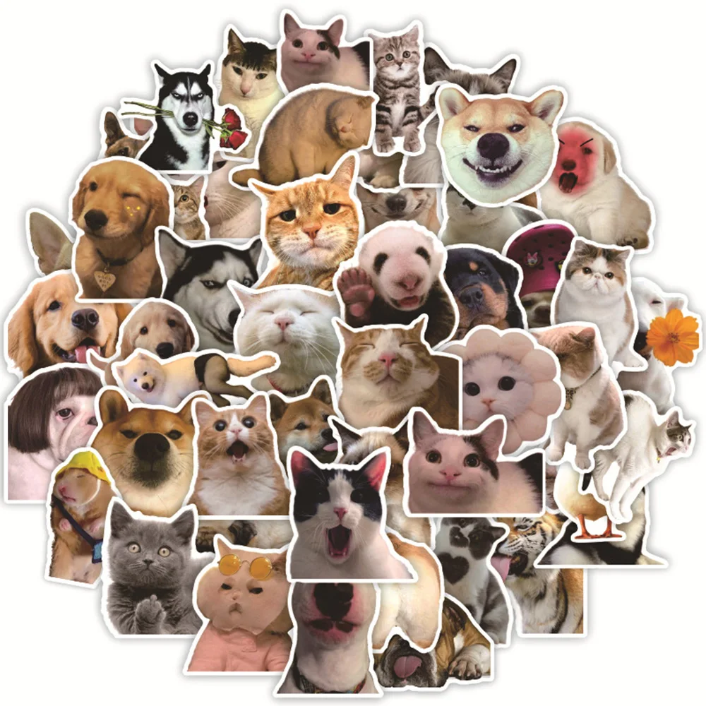 

10/30/50pcs Cute Kawaii Cat and Dog Stickers Cartoon Animal Meme Decal Notebook Laptop Phone Car Snowboard Funny Sticker for kid