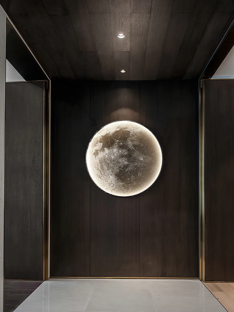 

Moon Wall Lamp Living Room Background Wall Modern Simple Wall Painting Lamp Art Decoration Designer Aisle Bedroom Bedside Lamps