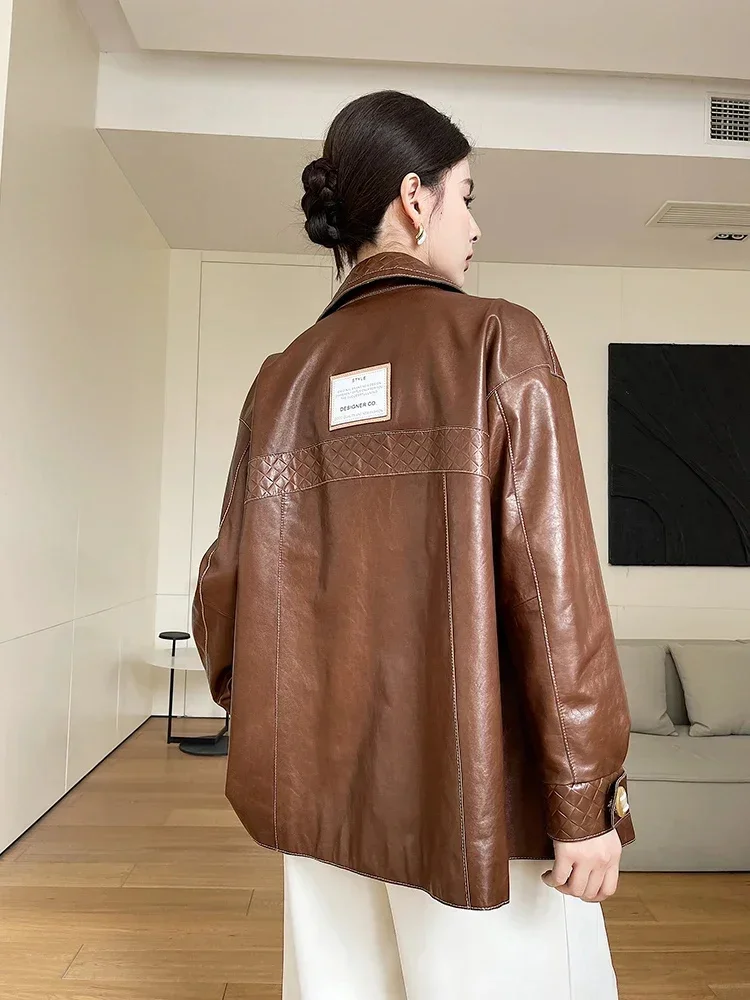 Leather Genuine Jacket Women Luxury Real Sheep Skin Slim Overcoat 2024 New Fashion Natural Sheepskin Coat deri ceket kadın