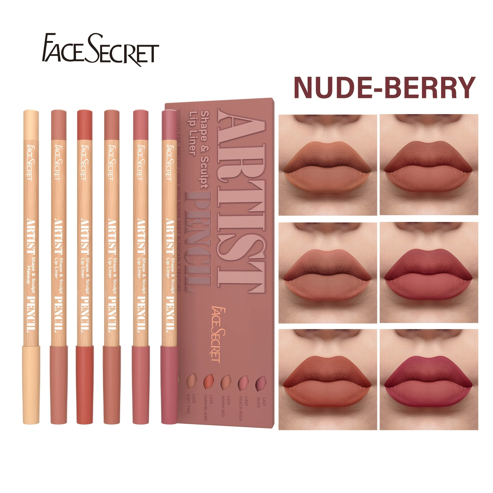 6pcs/Set Nude Lip Liner Makeup Set - Natural And Long-lasting Waterproof Matte Effect Lip Liner Daily Makeup,Lip Combo Makeup