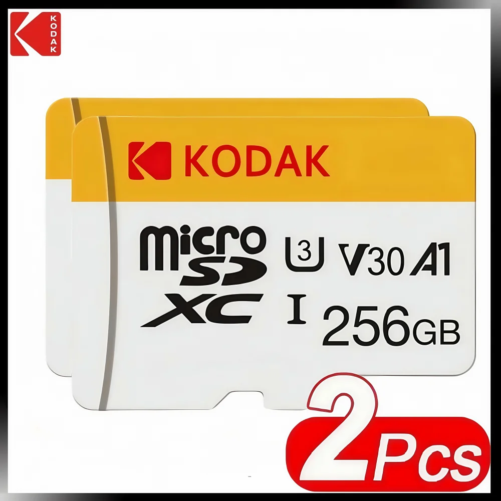 2Pcs KODAK Micro SD Card Driving Recorder 256GB Memory Card For Mobile Phone PC Earphone Speaker HD Camera