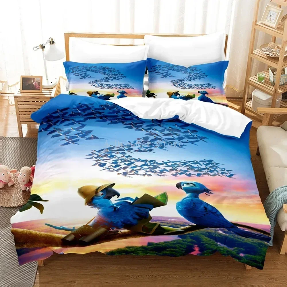 

3D Printed White Parrot Bird Comfortable Duvet Quilt Cover Pillowcase Bedding Set Children Bedroom Decoration Home Textile