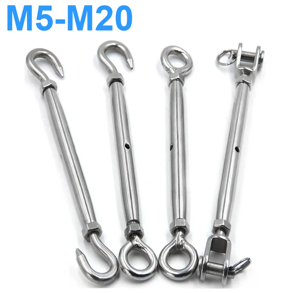 

1PCS Hook And Eye OC/OO/CC Type Turnbuckle 304Stainless Steel Heavy Duty Rigging Sailing Hardware Turnbuckle Wire Rope Tensioner