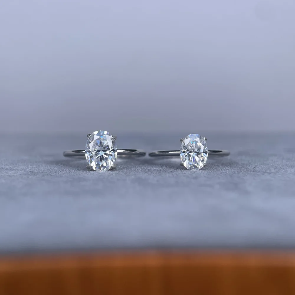 Oval 1.5/2 CT Mozzarella 925 Silver Ring Women's Classic Plain Ring Diamond Ring Wedding Ring
