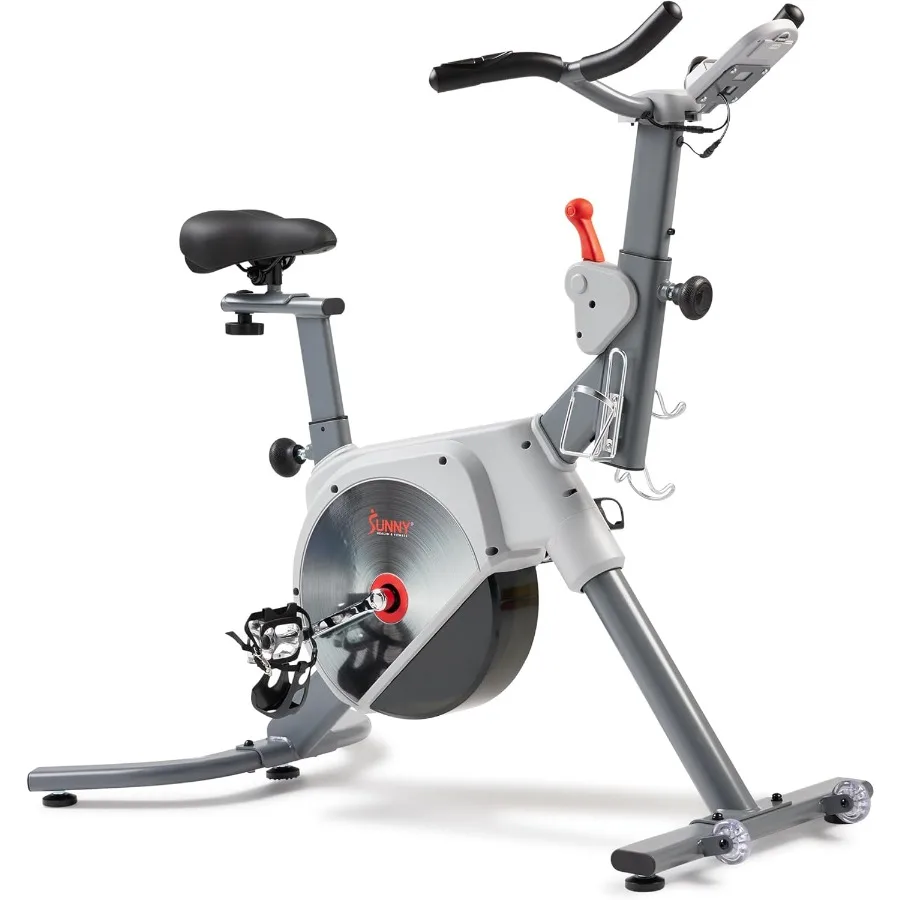

Indoor Stationary Cycling Bike with Magnetic Belt Drive and Bluetooth Connectivity for Home Workouts Black Frame Free SunnyFit