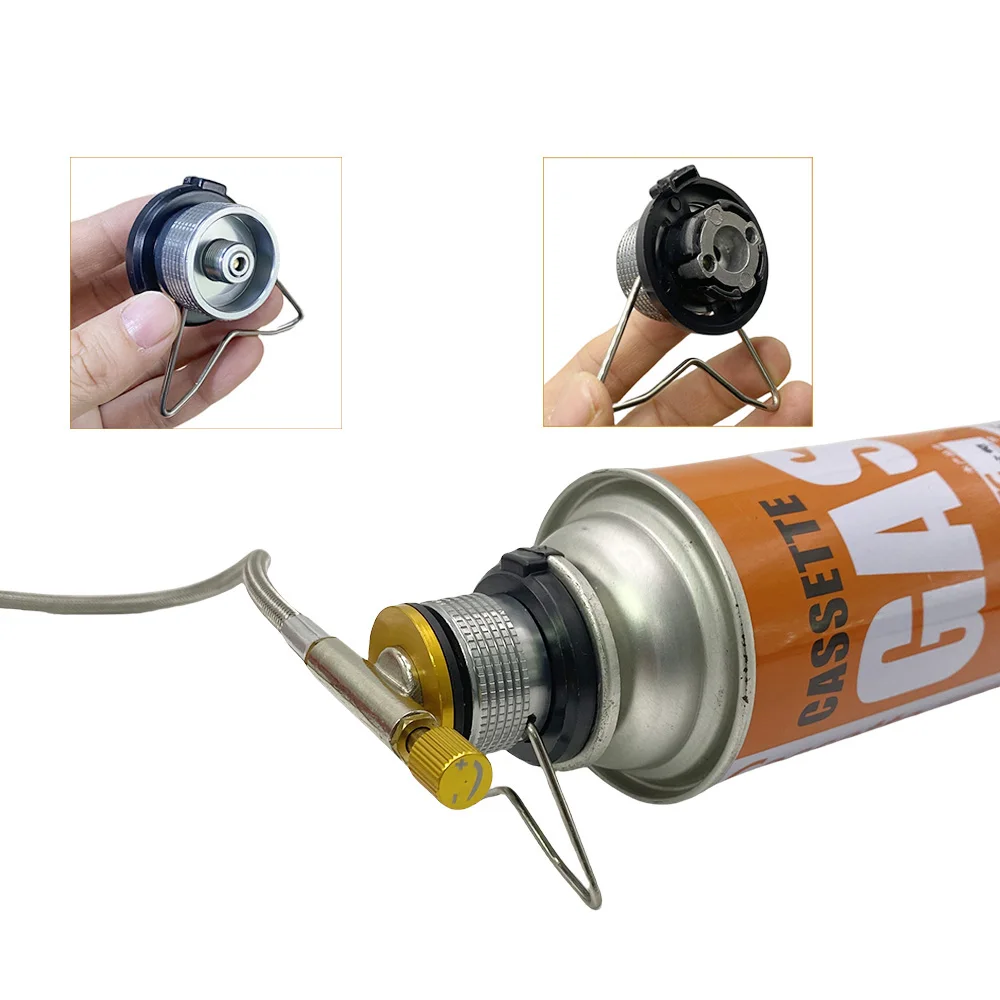 Butane Filling Adapter, Camping Stove Burner Gas Filling Adapter with Stand, Butane Propane Adapter with Exhaust Pressure Button