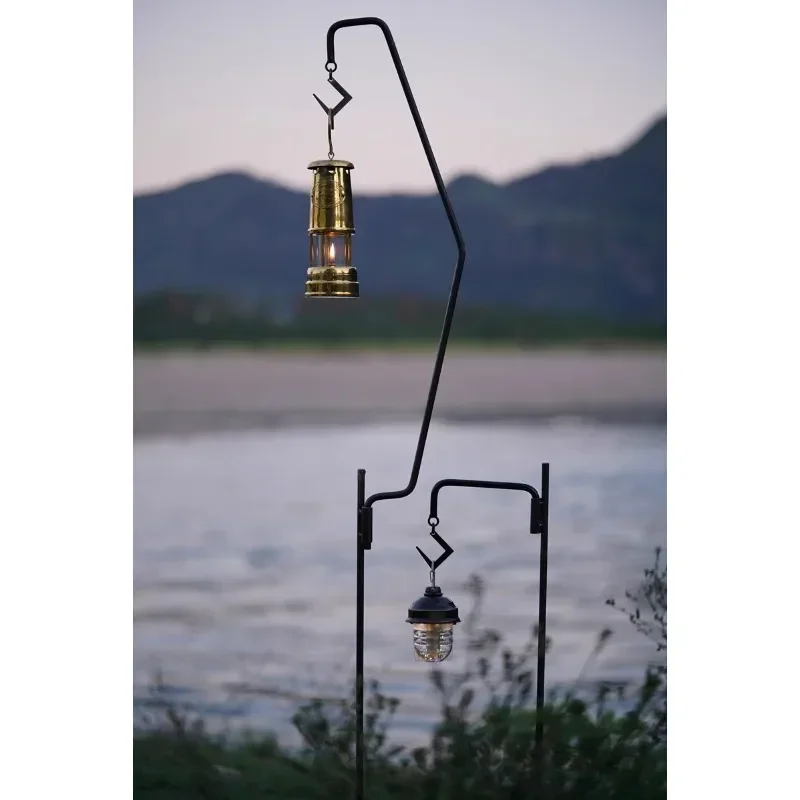 Outdoor Camping Light Stand Portable Removable Lighting Stand Cast Iron Incinerator Pole Vintage