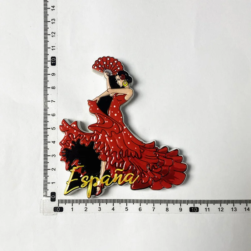 Spanish 3D resin fridge magnet - Red dress lady - Ballerina - Travel souvenir - Home decoration - Collection