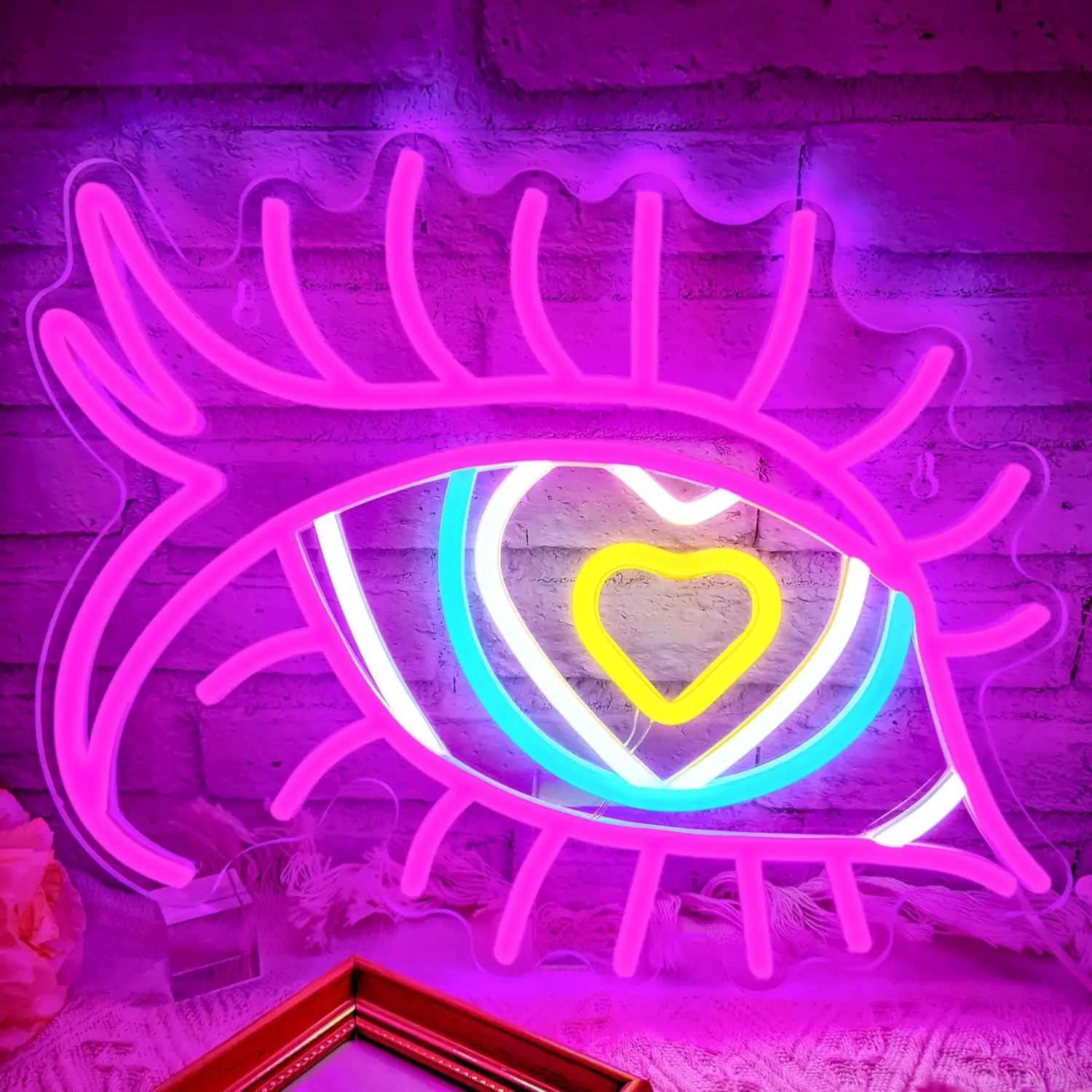 

Eyes Neon Sign LED Light Signs For Wall Decor Dimmable Heart Eyes LED Neon Signs For Bedroom Game Room Pub Bar Girls Gift