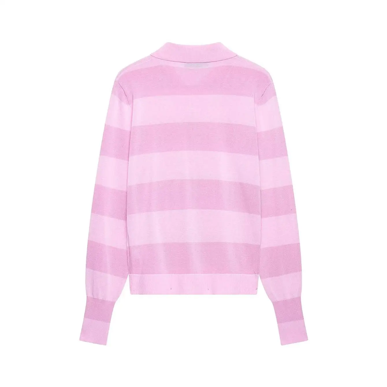 TFMLN 2026 Damen Mode Gestreifter Strick-Cardigan Einreihig Langarm Polokragen Pullover Trend Lässiger Strickmantel – Detail 3