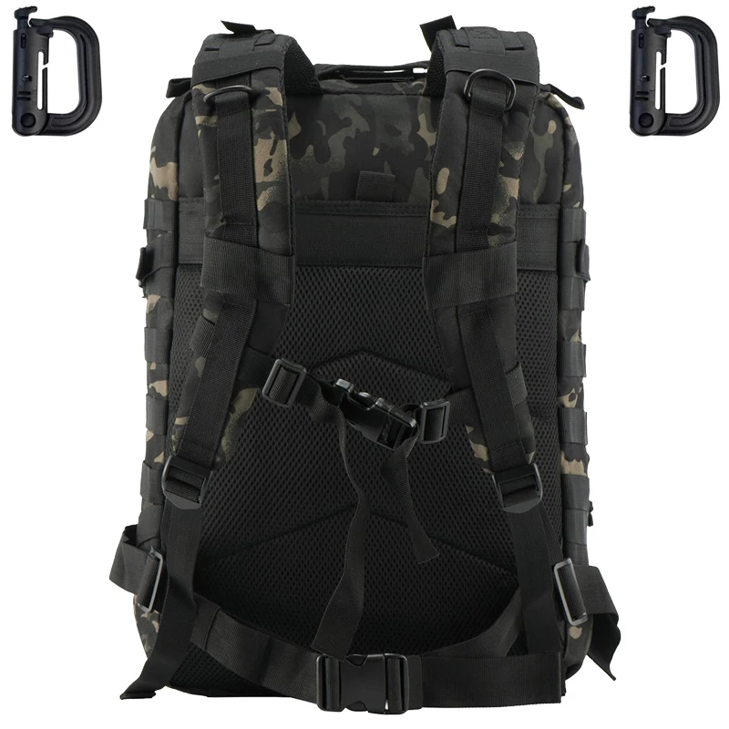 45L Outdoor Backpack Large 3 Day Assault Pack Molle Bag Rucksack Bug Out Bag for Camping Hunting Hiking With 2 D-Ring