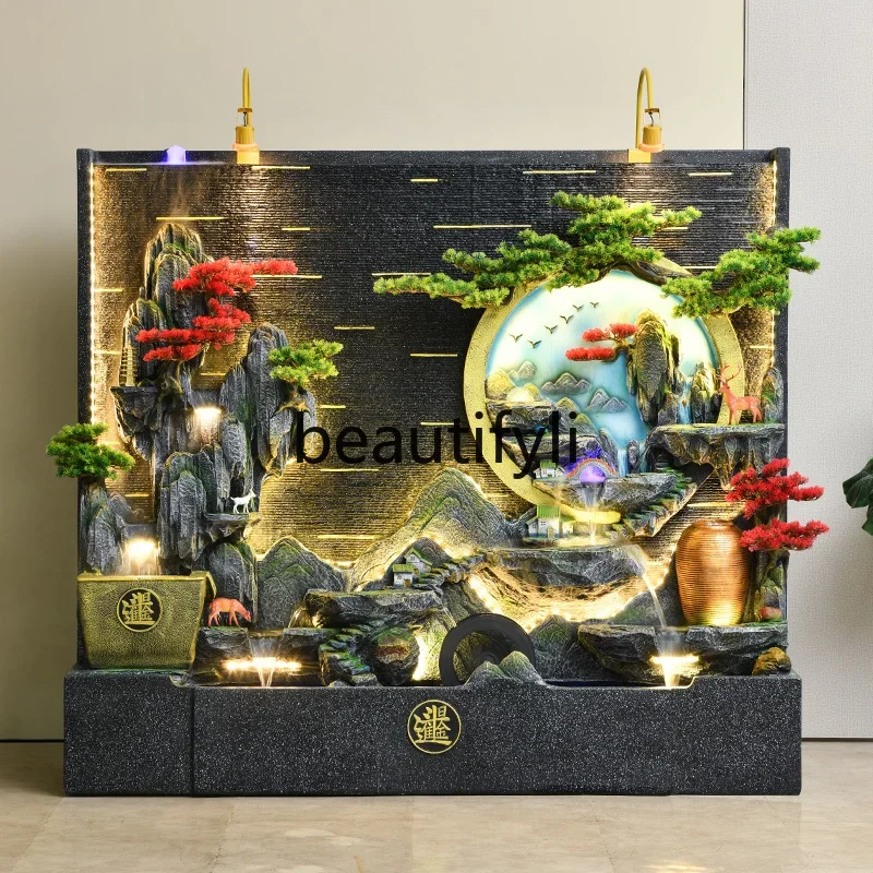 

11zNew Chinese-style alpine fountain landscape floor-to-ceiling ornaments outdoor courtyard lucky feng shui wheel