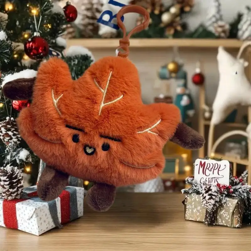 سلسلة مفاتيح قطيفة من أوراق القيقب الصغيرة المبهجة؛ أحب ديكور حقيبة الظهر والهدية المثالية