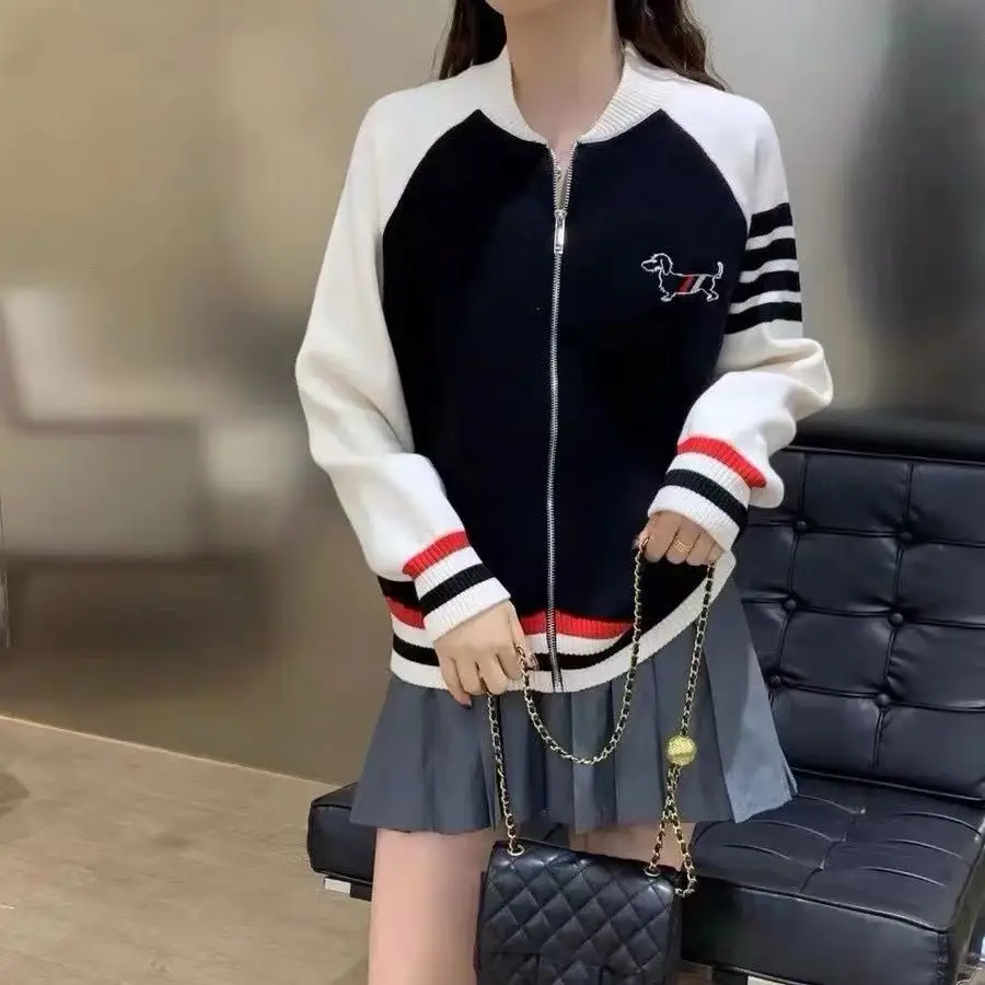 골프 카디건 자수2024 Autumn Womens Golf Wear Luxury Brand Golf Sweater Fashion Embroidery Dog Top Korean Women\'s Windproof Golf Knitted