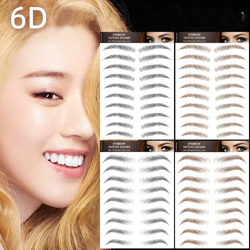 

6D Eyebrows Sticker Water Transfer Hair-like Eye Brow Tattoo Sticker Waterproof Long Lasting Fake Eyebrow Cosmetics Makeup Tools