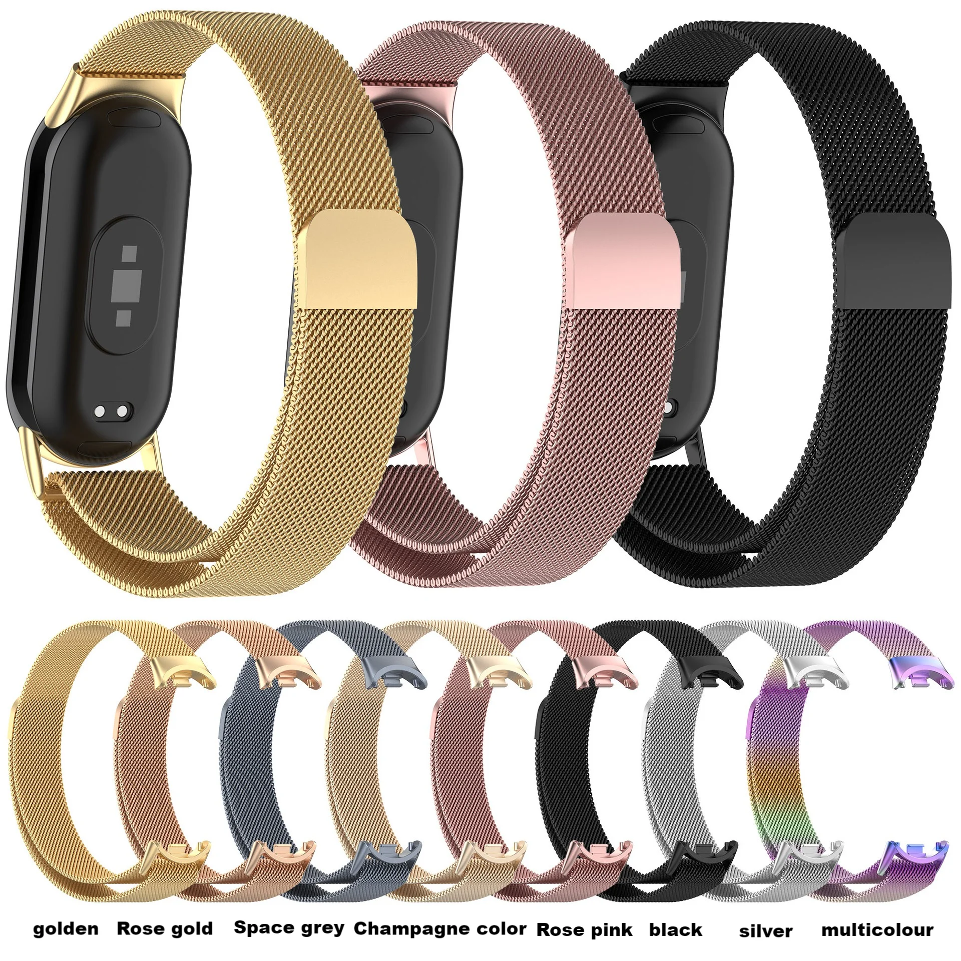 Milan strap For Xiaomi band 9 8 NFC Stainless steel magnetic strap For Xiaomi smart band 9 8 strap accessories