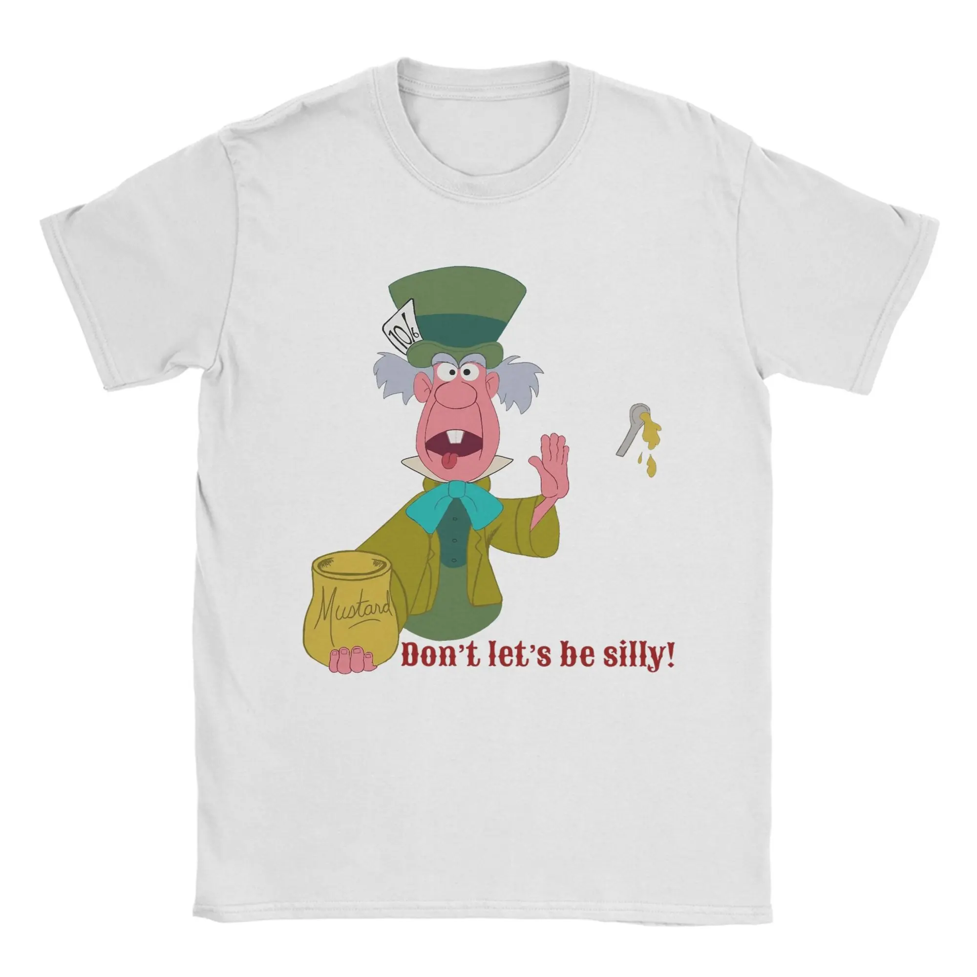 

Mad Hatter! MUSTARD T-Shirts for Men Alice In Wonderland Funny Cotton Tee Shirt Round Collar Short Sleeve T Shirt Gift Idea Tops