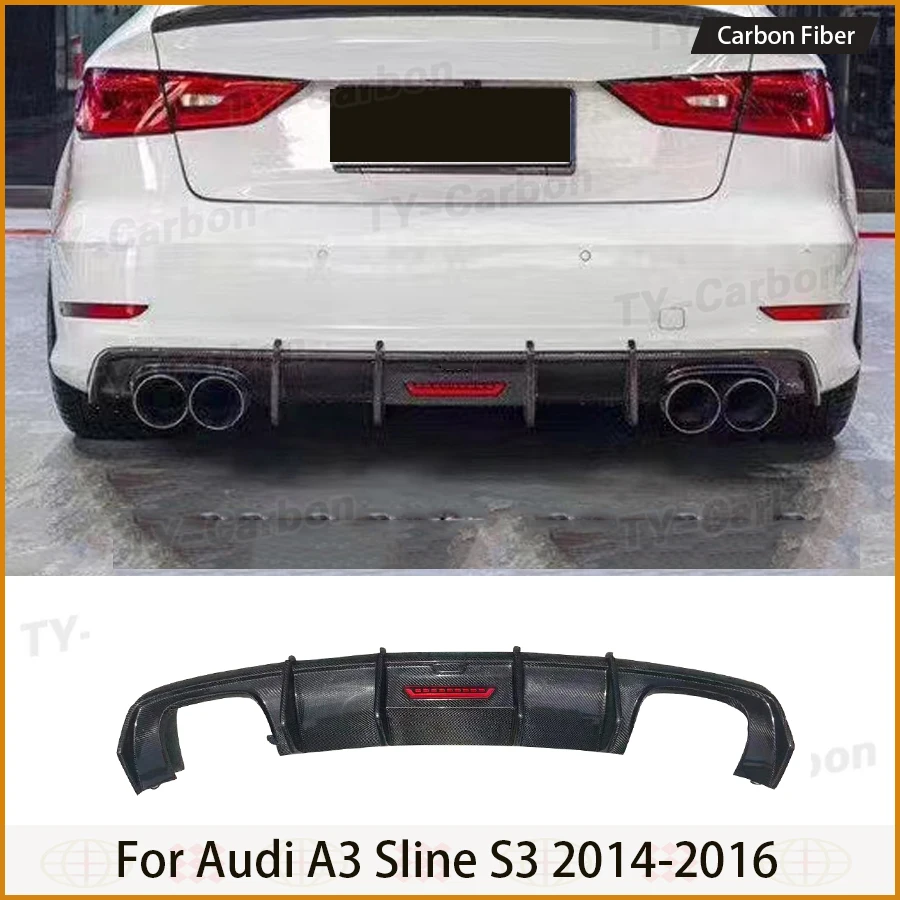 

Car Rear Bumper Lip Spoiler Diffuser For Audi A3 Sline S3 Sedan 8V.5 2014-2016 Bumper Guard Real Carbon Fiber/FRP Matte