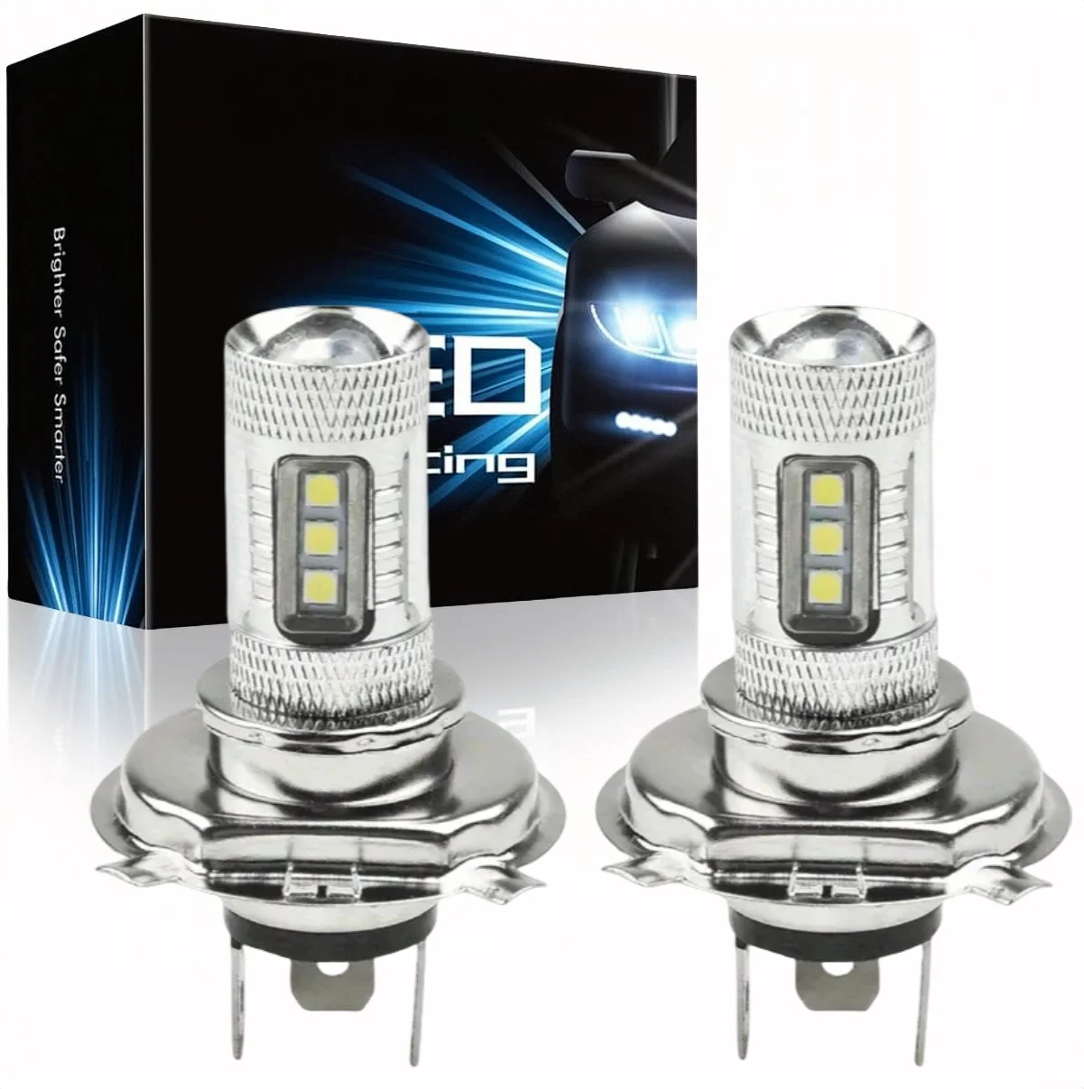 

2x80W H4 Motorcycle Headlight Hi/Lo Beam Front Light Bulb LED White 6000K 1500LM