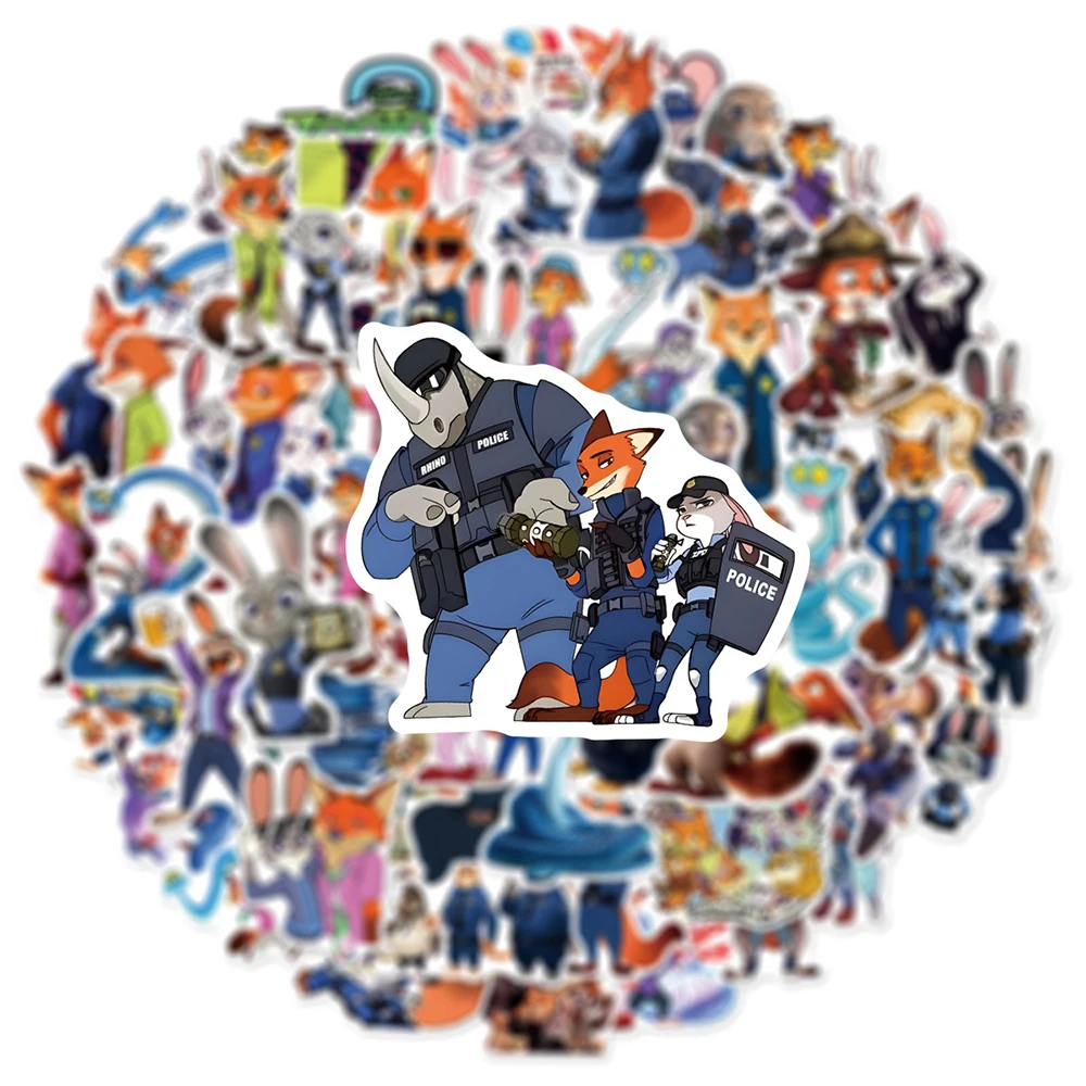 

10/30/50pcs Disney Cartoon Anime Movie Zootopia 2 Stickers Decals DIY Laptop Phone Car Skateboard Decoration Sticker Kids Toys