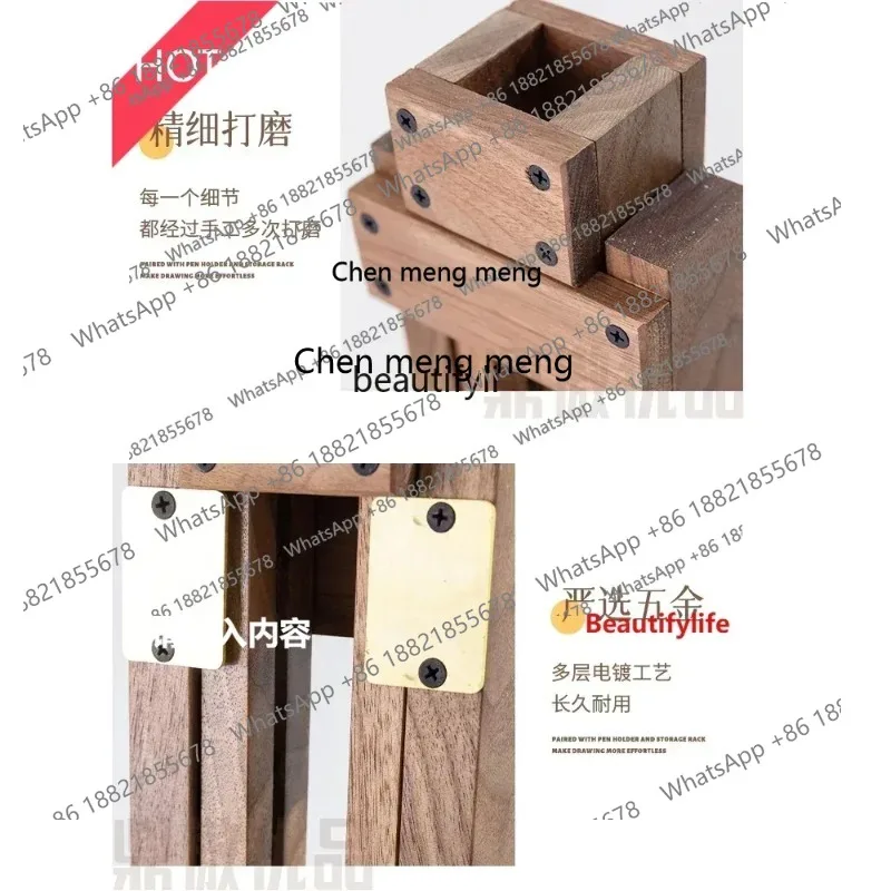 cn8617 ss Vintage Wooden Folding Art Raw Solid Wood Rosewood Oil Painting Easel Pineapple Lattice Teak