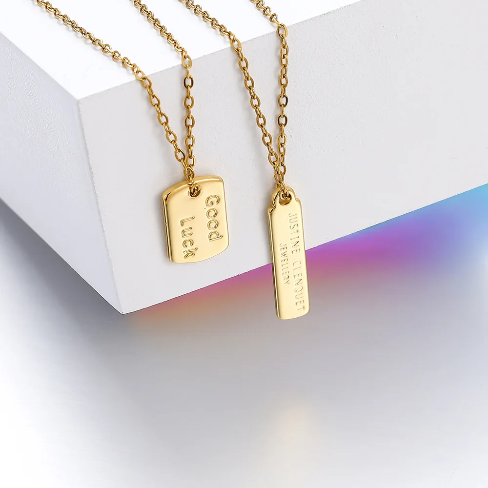 18K color lucky tag geometric pendant English lettering hang handmade diy necklace pendant material accessories