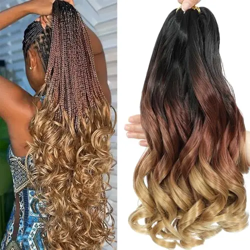 

Synthetic French Curls Braiding Hair Extensions Hair Loose Wavy Braids Hair 24inch Ombre Pre Stretched Hair For Women