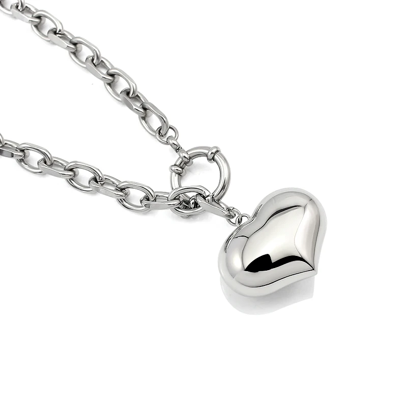 Fashion satinless steel Necklace Choke Thick Cuban Chain heart pendant Jewelry Gifts Punk necklace Set collar pendentifs 2024