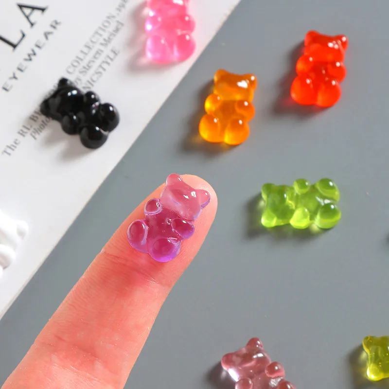 DW18 50pcs 13mm Vitality Cartoon Transparent Gummy Bear Acrylic Beads Jewelry Making DIY Necklace Bracelet Earring Christmas