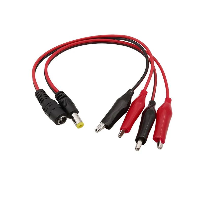 Clavija macho/hembra de alimentación de CC, 2 piezas, 5,5x2,1mm, para probar pinzas de cocodrilo, cables eléctricos, Conector de Cable, abrazadera de cocodrilo