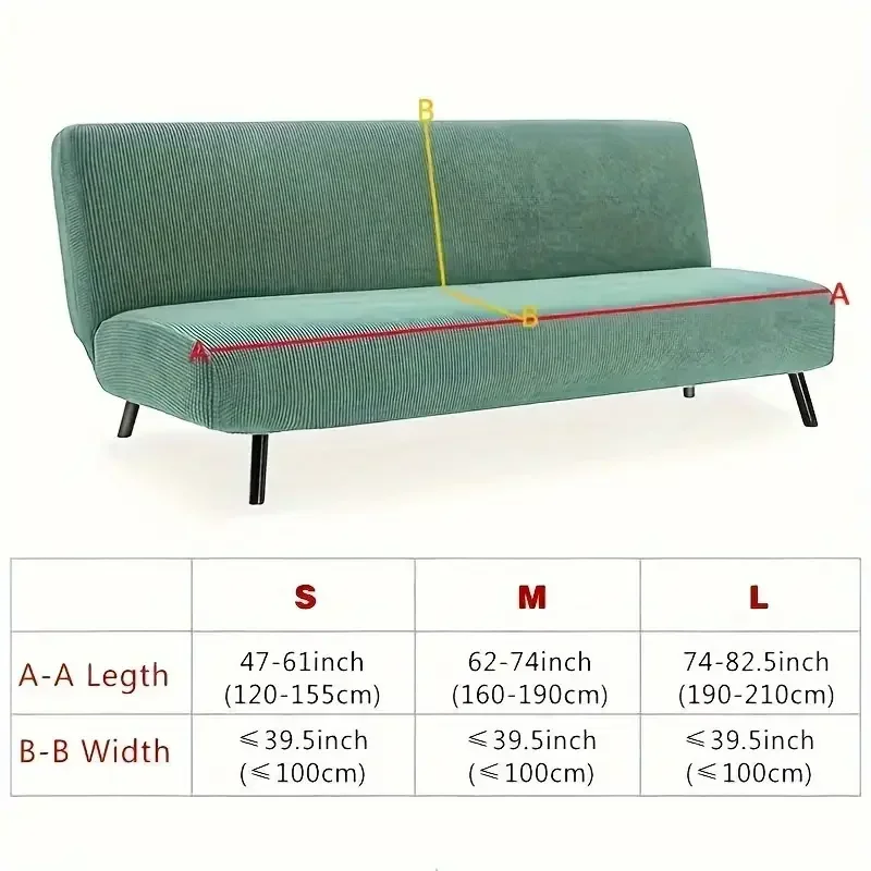 Jacquard Sofa Bed Cover 1/2/3 Seater Elastic Armless Folding Sofa Slipcovers for Living Room Stretch Couch Covers Protector