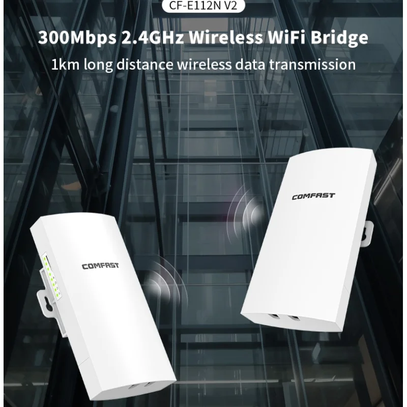 

COMFAST 1KM 300Mbps 2.4GHz Wireless WiFi Bridge Long Range Smart Manage Route CPE WiFi AP Repeater Extender Access Point p to p