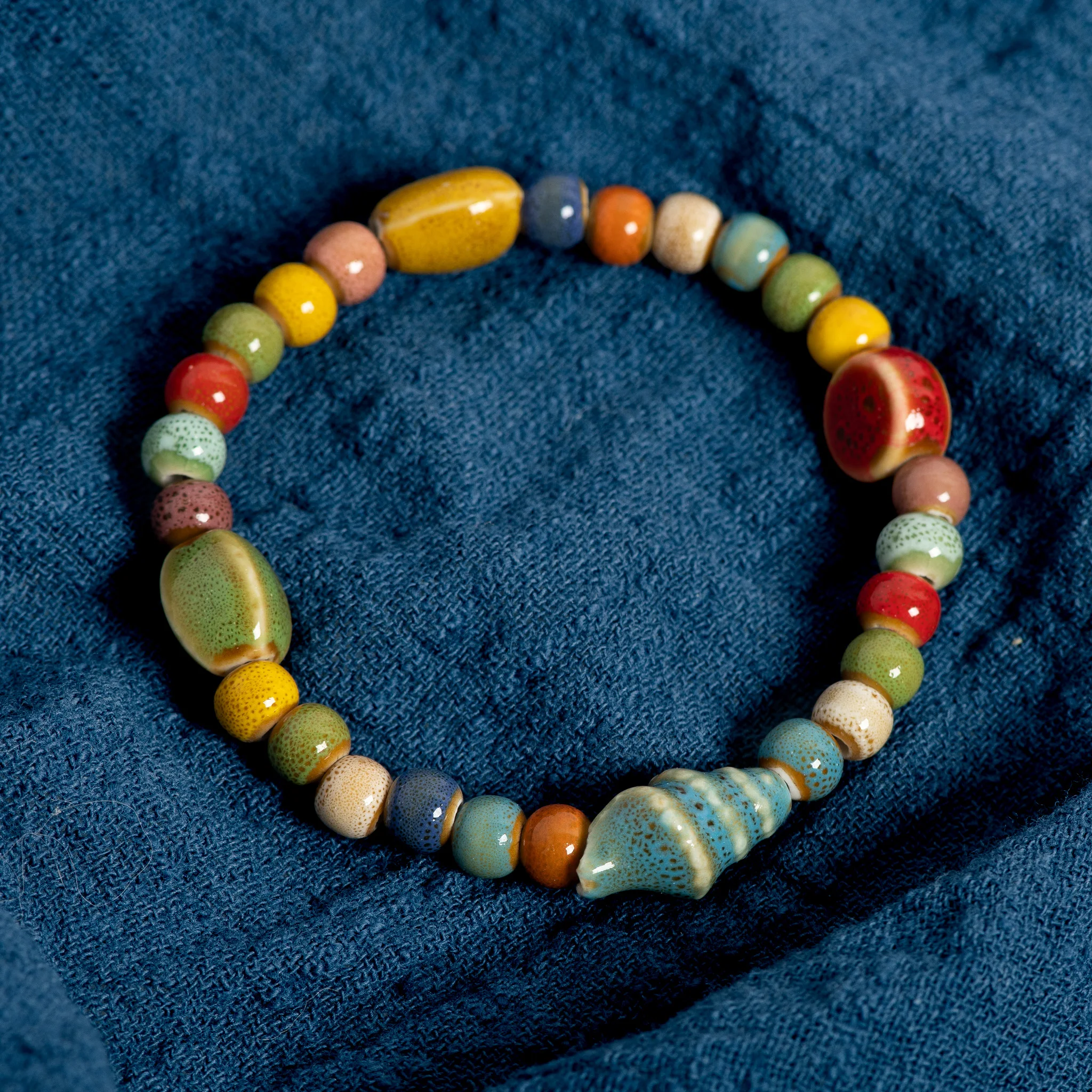 Handmade Colorful Starfish & Seashell Ceramic Beaded Bracelet Boho Beach Jewelry Elastic Wristband for Women & Teens S001186 image 4