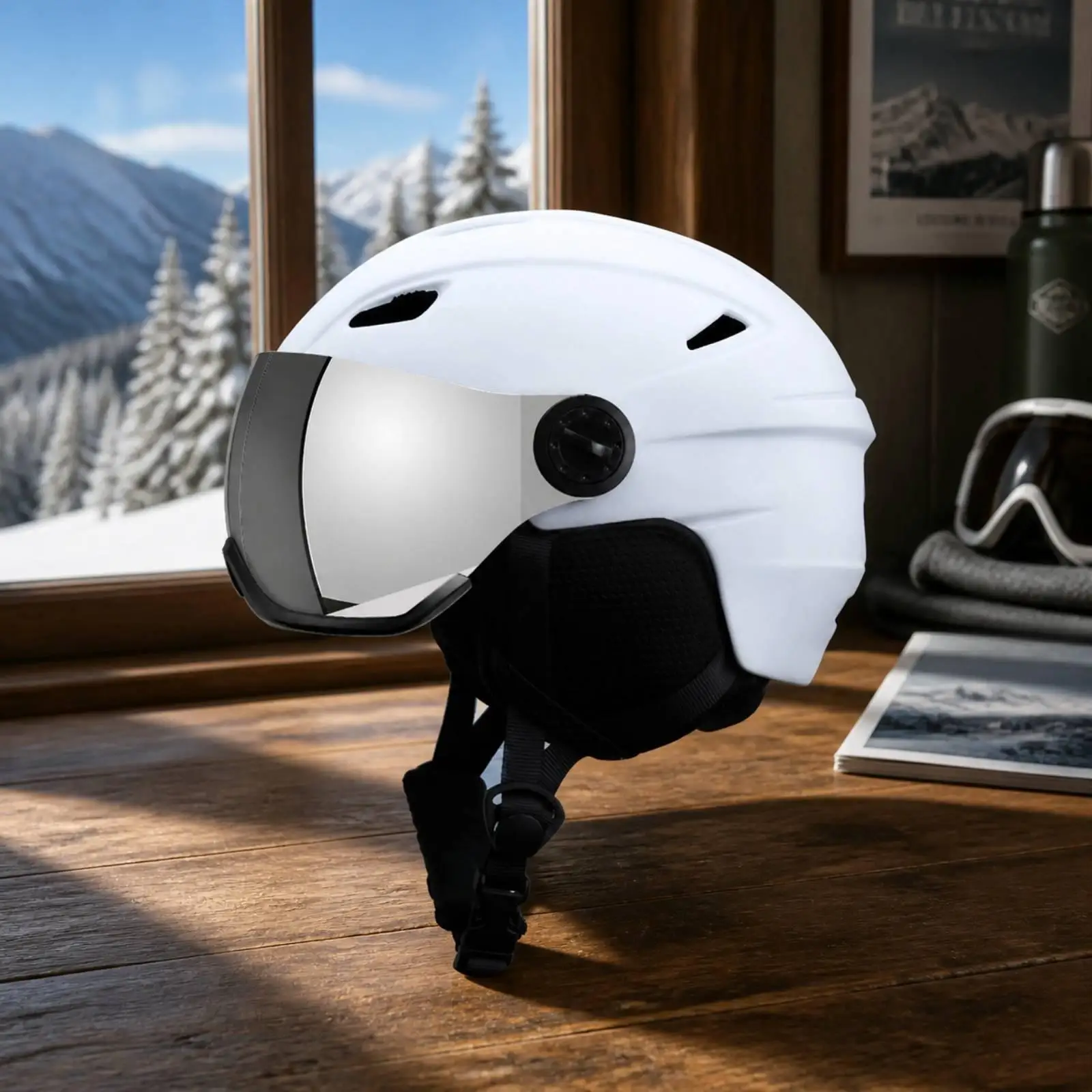 Outdoor Ski Helmet Visor Snowboarding Headgear PC EPS Protective Gear for Men Women Cold Windbreak Design