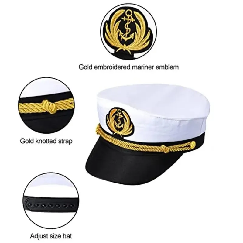 Adult Adjustable Sailor Captain Hat Unisex Yacht Party Accessory for Men And Women Stylish Dressing Event Makeup Ball Hat