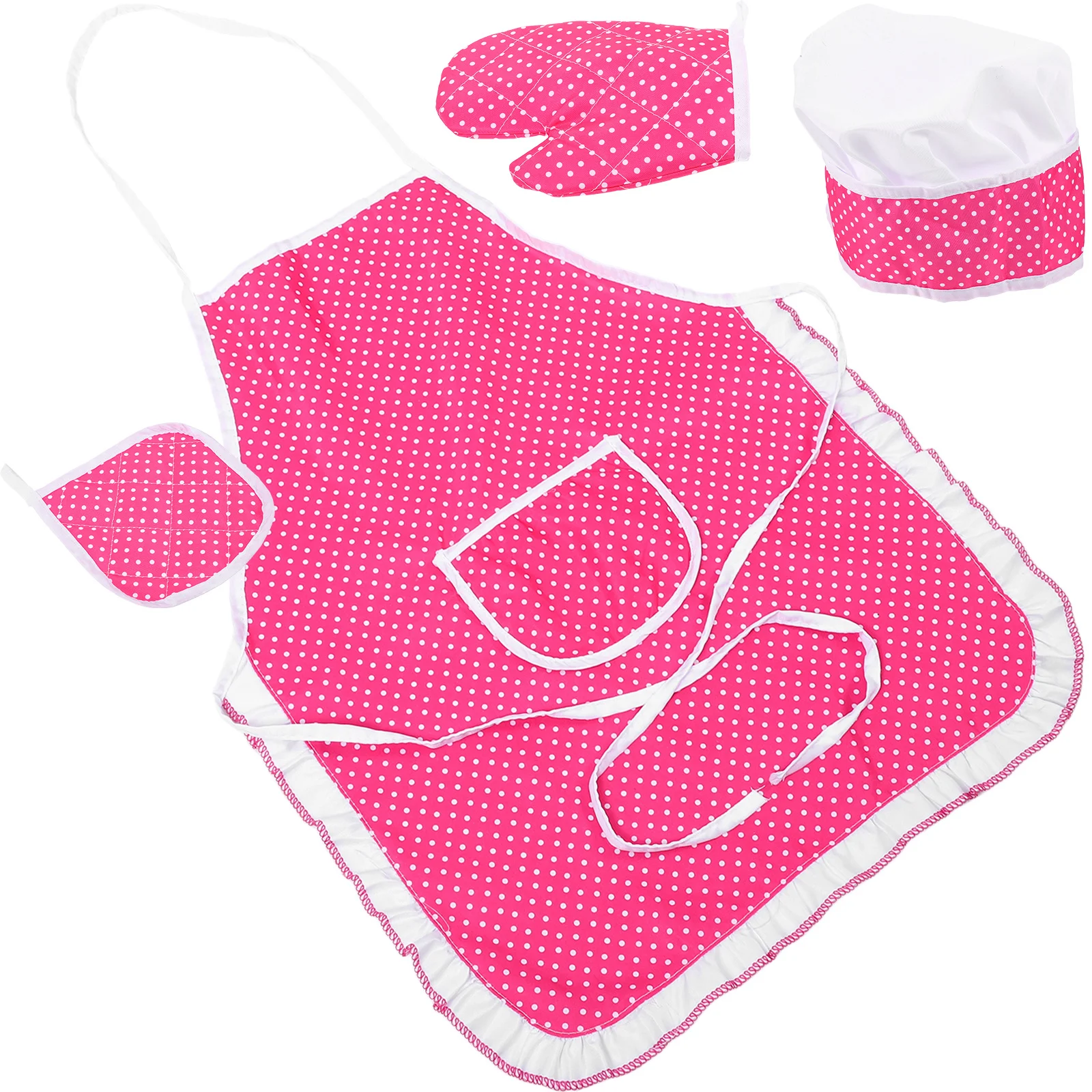 1Set Kids Chef Kostuum Schort Cosplay Set voor Bakken Koken Peuter Kinderen Chef Hoed Oven Mitt Beschermende Mat