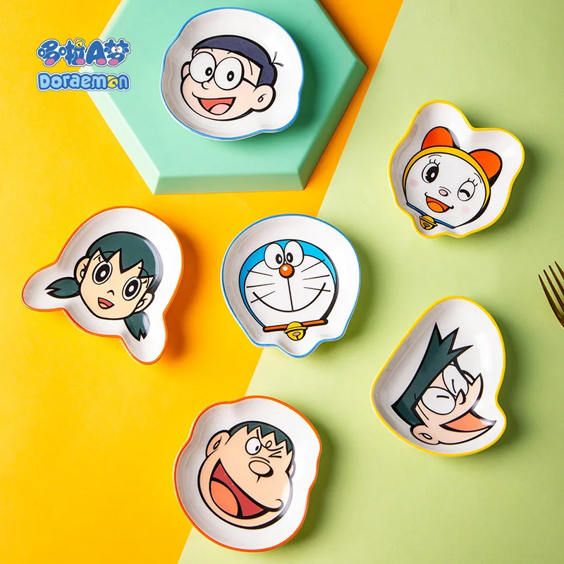 Juego de Platos Pequeños para Salsas, Personalizados con Diseño de Doraemon, Dorami, Nobita y Nobi Sue, de Alta Calidad para el Hogar, Ideales para Regalo
