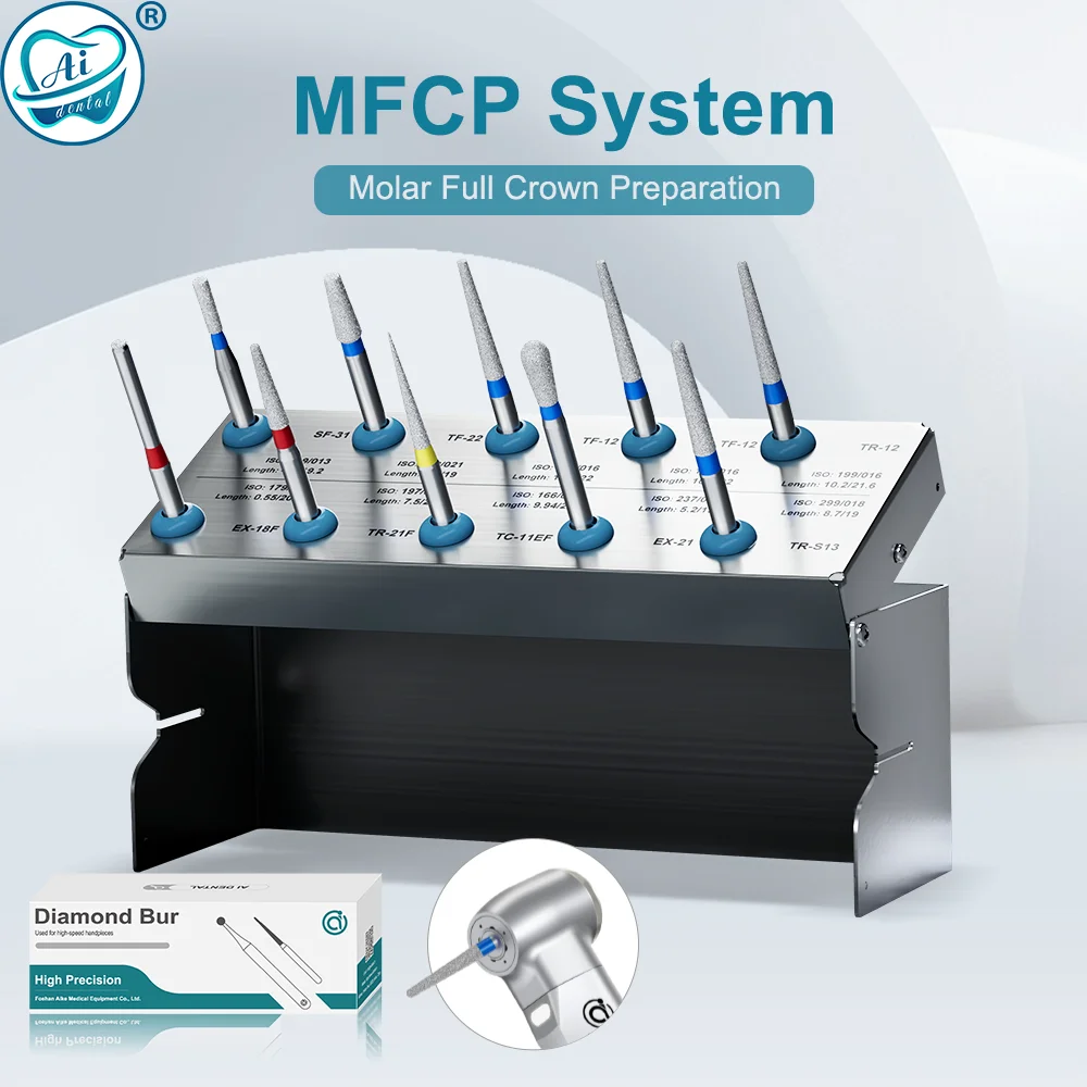 MFCP System Dental  Dimond Bur Molar Crown Cavity Restoration Drills 1.6mm for High Speed Handpiece for Standard Preparation
