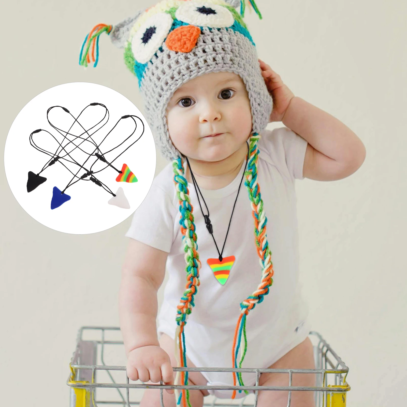 

4pcs Chew Necklace Silica Gel Sensory Chewable Child Chewing Oral Motor Skills Development Toddler Teething Toys Baby Molar